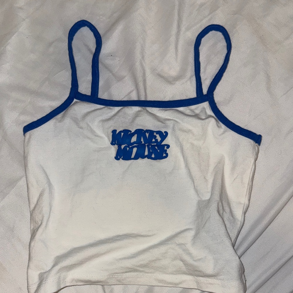 Cotton On White Tank with Blue Trim and Logo